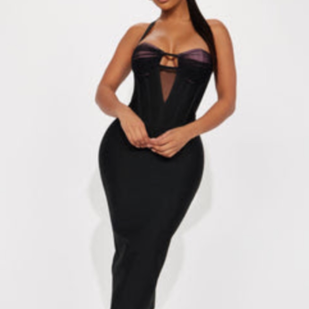 Black midi dress, size large